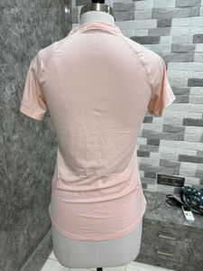 Peach Mock Neck T-shirt