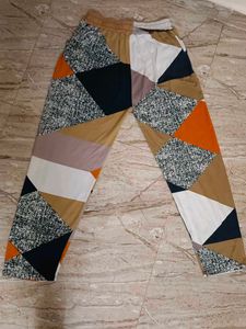Patchwork Print Casual Pants