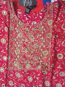 Red Embroidered Kurta