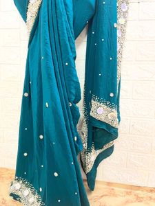 Green Motis And Stones Work Like New Saree