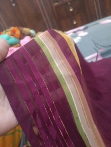 Dark Purple Satin Border Saree