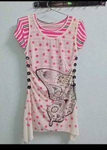 Polka Dot Butterfly Print Top Dress Women Donate
