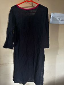 Black Kurta with Pink Trim - Size: L