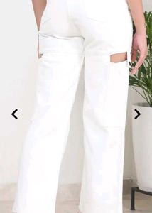 White Cutout Wide Leg Pants