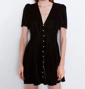 Zara Black Velvet Mini Dress