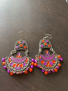 Purple n Orange Oxidised Earrings