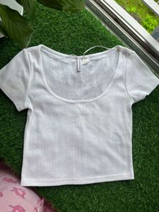 H&M Basic White Crop Top