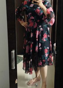 Floral Printed High Low Dress
