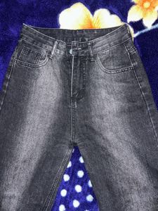 Stylish High Neck &amp; Wide Leg Denim Jeans