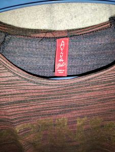Stylish Maroon Striped Long-Sleeve Top