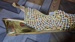 Elegant Gold Embellished Footwear