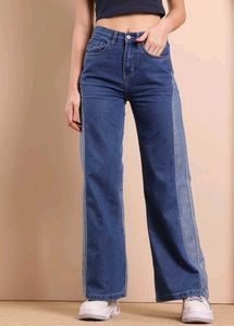 Two-Tone Wide Leg Jeans