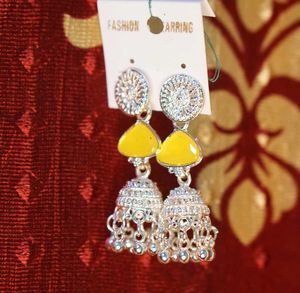 Yellow Jhumka Earrings