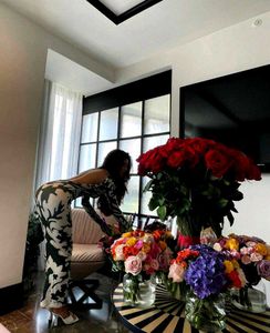 Abstract Print Evening Dress