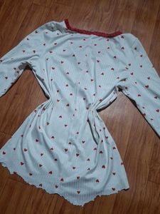 Heart Print Long Sleeve Top