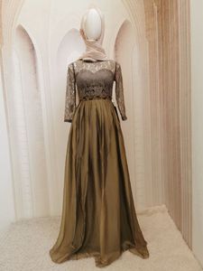 Elegant Olive Green Lace & Chiffon Maxi Dress