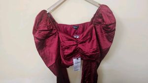 Kassually Red HOT Satin Crop Top