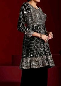 Elegant Black Embroidered sharara set