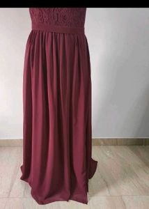 Burgundy One-Shoulder Gown