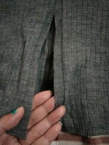 Grey Knit Midi Skirt