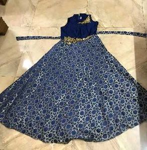 Royal Blue Embroidered Flare Gown