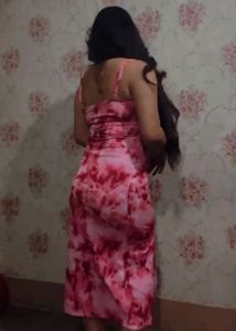 Red Tie-Dye Midi Slip Dress