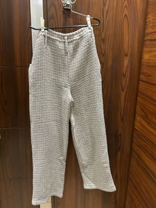 Textured Tweed Wide-Leg Trousers