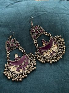 Boho Purple Crescent Earrings