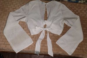 White H&amp;M Tie Front Top