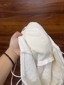 White Textured Fit &amp; Flare Dress Padded