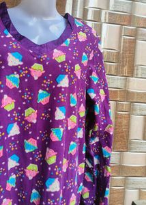 Purple Cupcake Print Long Sweater