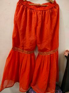 Light Orange Gold Accent Palazzo Pants