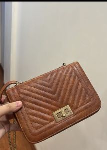 Brown Quilted Crossbody Bag