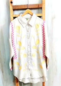 Embroidered Beige Shirt Size-54-Extra Large
