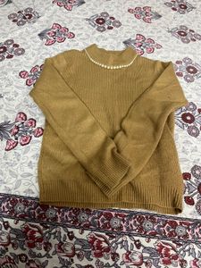 Light weight and soft neck bead sweater for winter