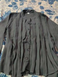 Vintage Gray Button-Down Top