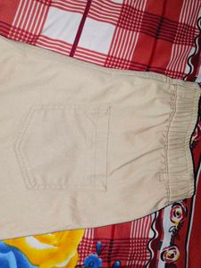 Beige Elastic Waist Pants