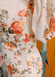 PEACH DISTY PRINTED DRESS