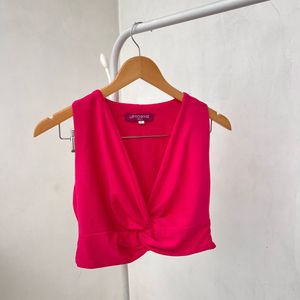 Hot Pink Knotted Crop Top
