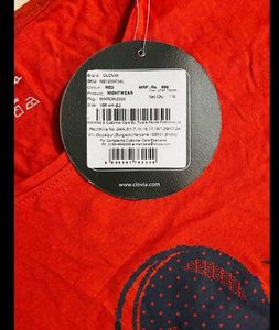Clovia Red Astronaut Graphic T-Shirt Dress