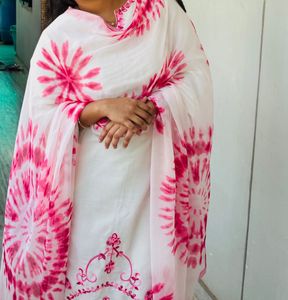 Beautiful White And Pink Kurta Set 🩷