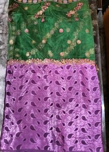 Beautiful Double Shade Saree Purple And Green