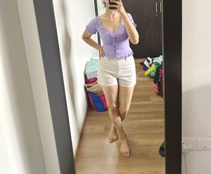 Cute Fitted Purple Crop Top