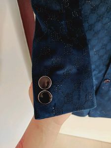 Navy Blue Studded Sherwani Suit With Patiala Pant