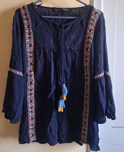 Boho Embroidered Long Sleeve Tunic