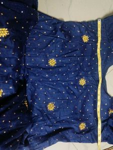Elegant Blue &amp; Gold Embroidered Kurta