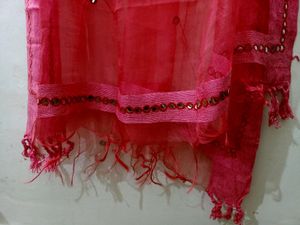 New Net Dupatta With Mirror Work &amp; Tussels