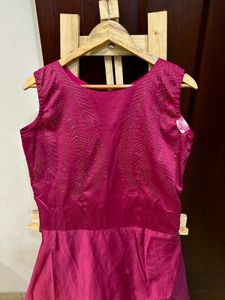 Pink Silk Stone Embroidered Long Gown