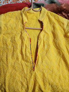 Yellow Embroidered Kurta