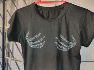 Black Skeleton Hands Tee